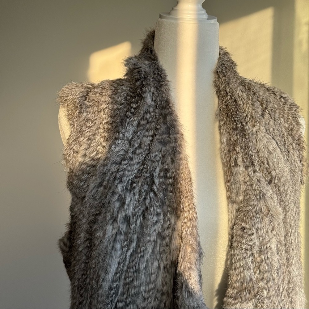 Genuine rabbit fur and wool vest size S - Picture 4 of 9